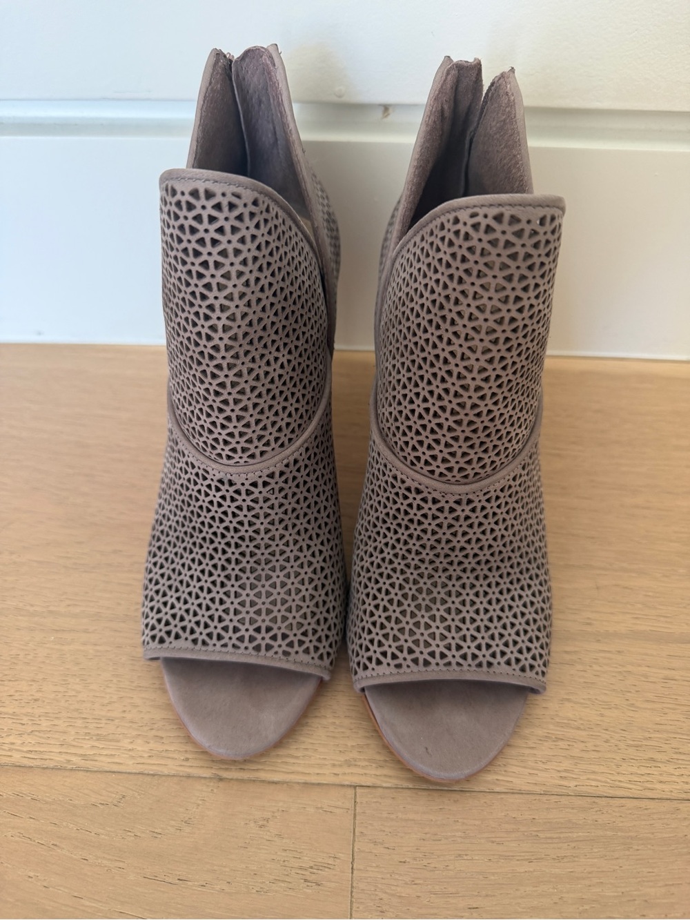 Vince Camuto Vatena Peep toe bootie in Taupe
